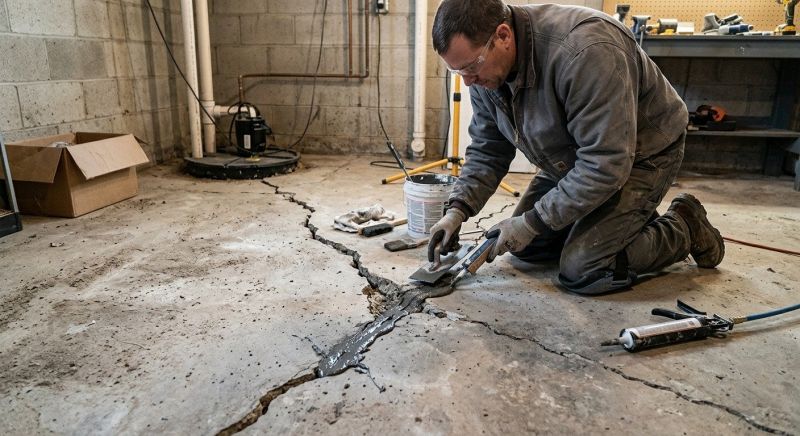 Cracked Basement Floor Repair in Fremont, NE