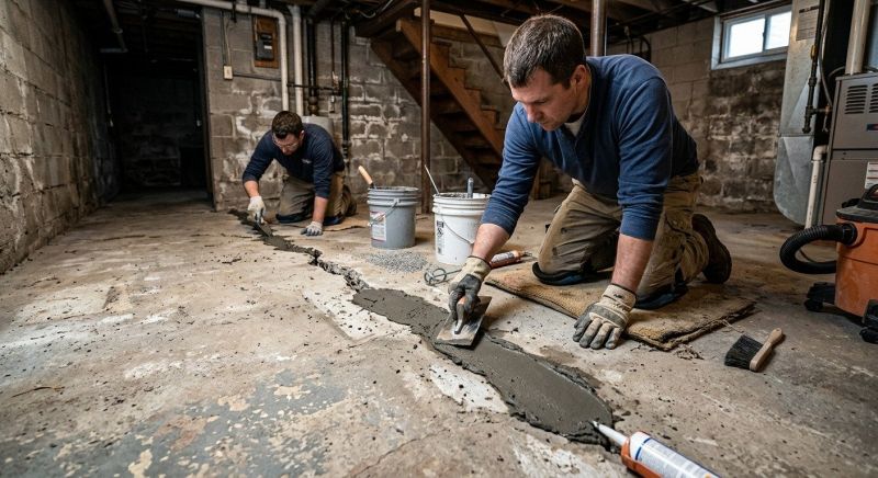 Cracked Basement Floor Repair in Fremont, NE