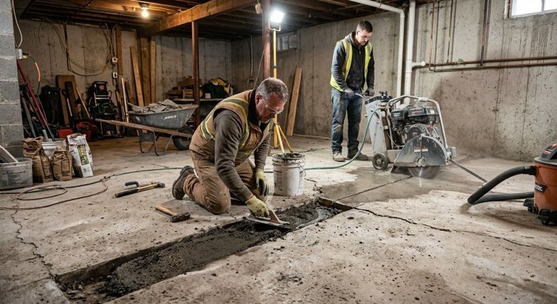 Cracked Basement Floor Repair in Fremont, NE